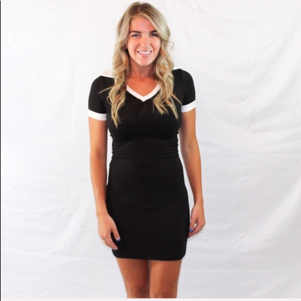 Collared Mini Dress - A stretch knit mini dress